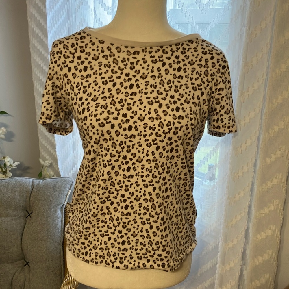 J Crew The Vintage Cotton leopard print tee top S